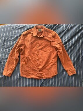 Men's Orange Corduroy Button-Down Shirt